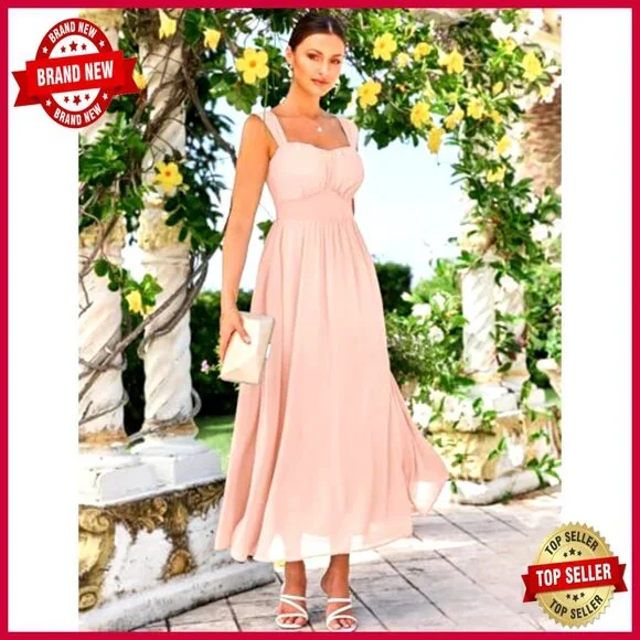 Floral Print Maxi Dress Sleeveless Off Shoulder Smocked Waist Flowy A-Line